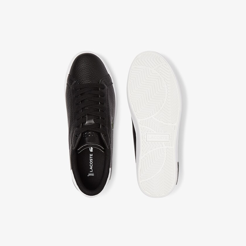 Tenis Lacoste Powercourt Leather and Synthetic Mujer Negros Blancos | NJ7-16191U0