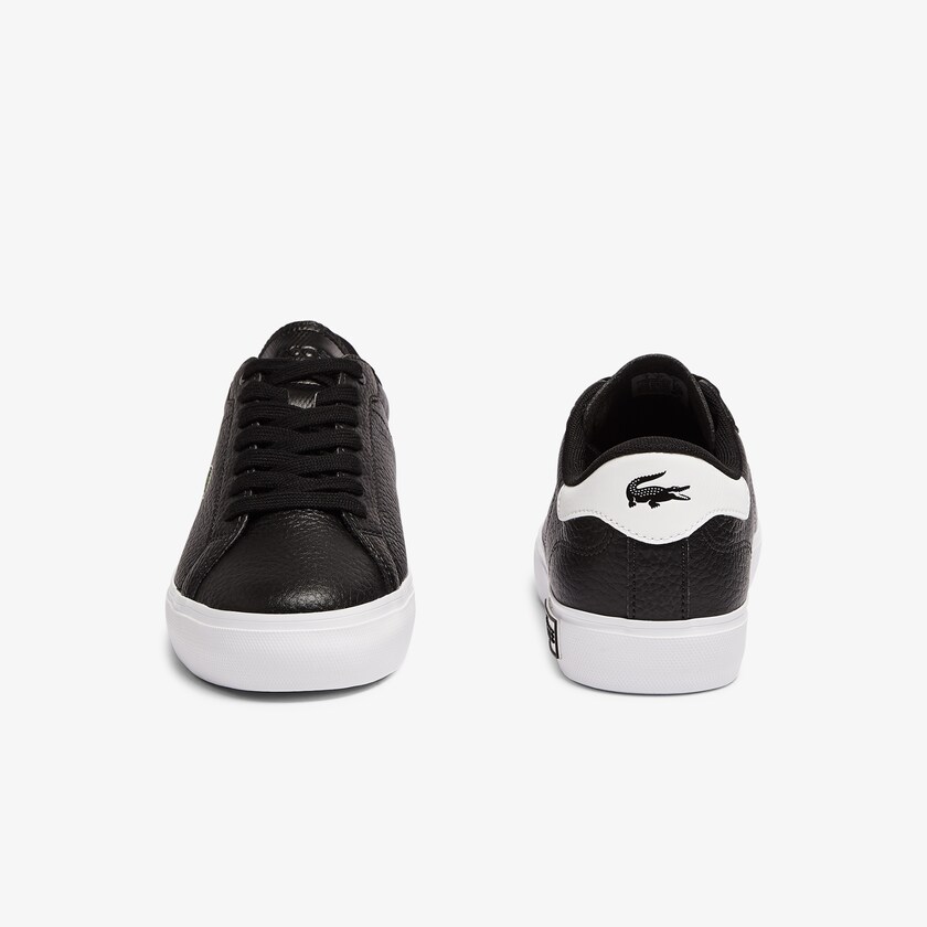 Tenis Lacoste Powercourt Leather and Synthetic Mujer Negros Blancos | NJ7-16191U0