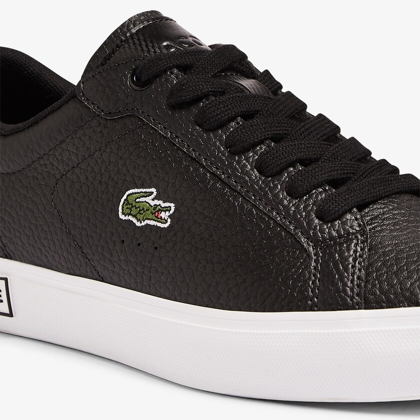 Tenis Lacoste Powercourt Leather and Synthetic Mujer Negros Blancos | NJ7-16191U0