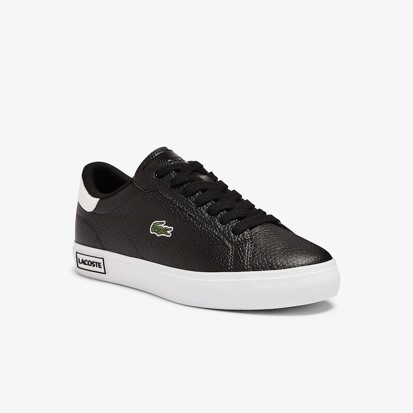 Tenis Lacoste Powercourt Leather and Synthetic Mujer Negros Blancos | NJ7-16191U0