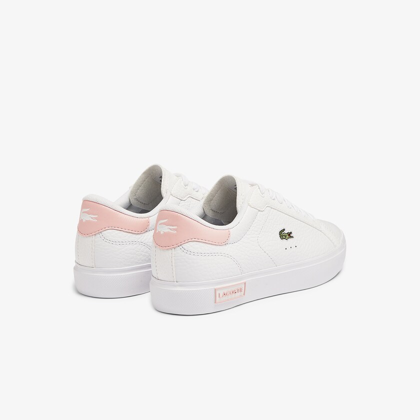 Tenis Lacoste Powercourt Leather and Synthetic Mujer Blancos Rosas Claro | MY9-05160M1