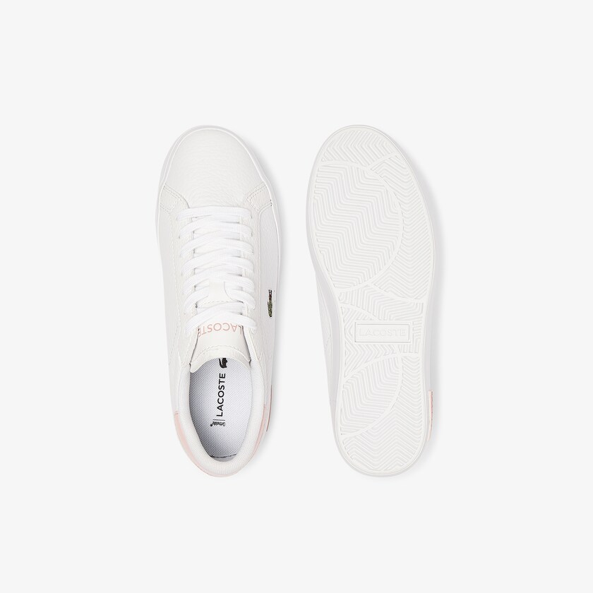 Tenis Lacoste Powercourt Leather and Synthetic Mujer Blancos Rosas Claro | MY9-05160M1