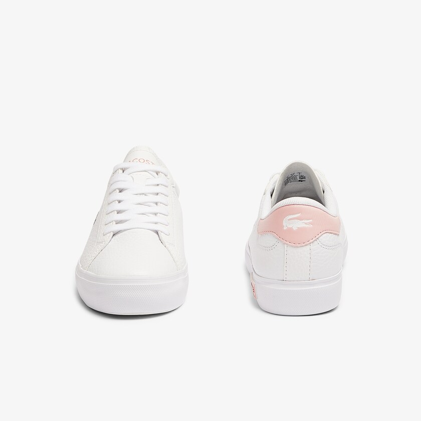 Tenis Lacoste Powercourt Leather and Synthetic Mujer Blancos Rosas Claro | MY9-05160M1