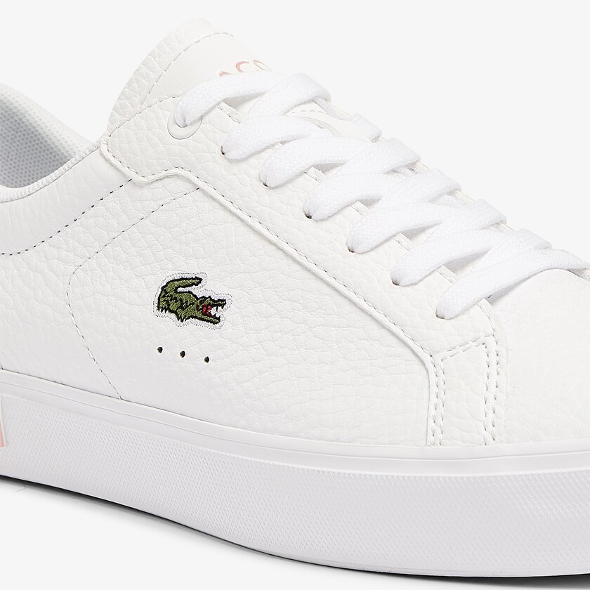 Tenis Lacoste Powercourt Leather and Synthetic Mujer Blancos Rosas Claro | MY9-05160M1