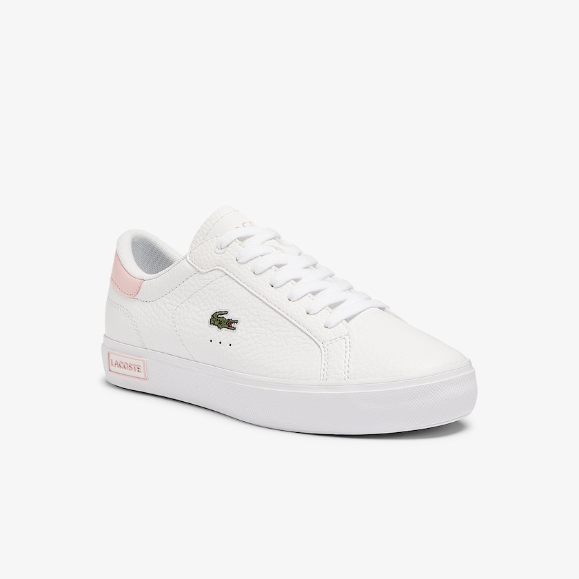 Tenis Lacoste Powercourt Leather and Synthetic Mujer Blancos Rosas Claro | MY9-05160M1
