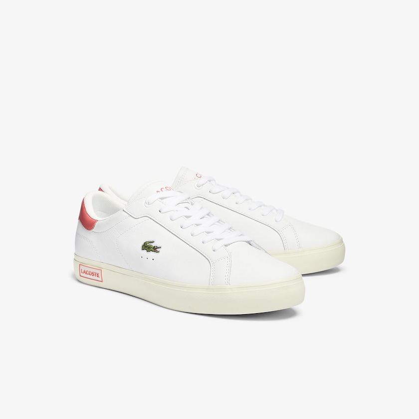 Tenis Lacoste Powercourt Smooth Leather Hombre Blancos Beige | TK1-83748K7