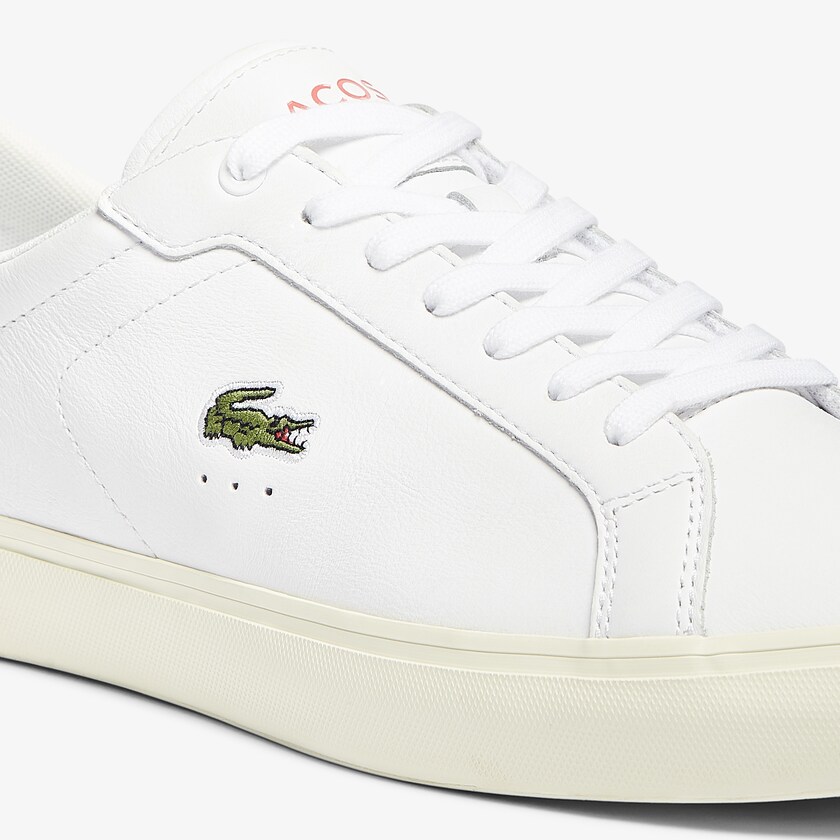 Tenis Lacoste Powercourt Smooth Leather Hombre Blancos Beige | TK1-83748K7