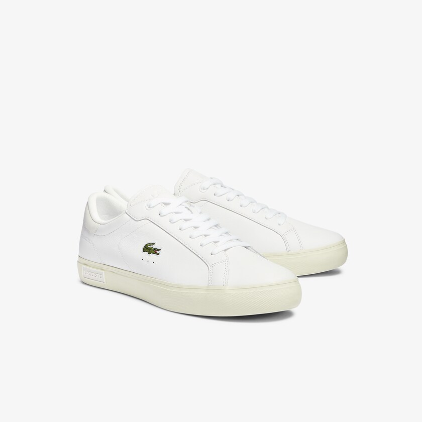 Tenis Lacoste Powercourt Smooth Leather Hombre Blancos Blancos | CC2-05630F3