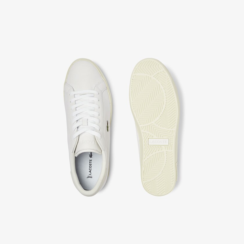 Tenis Lacoste Powercourt Smooth Leather Hombre Blancos Blancos | CC2-05630F3