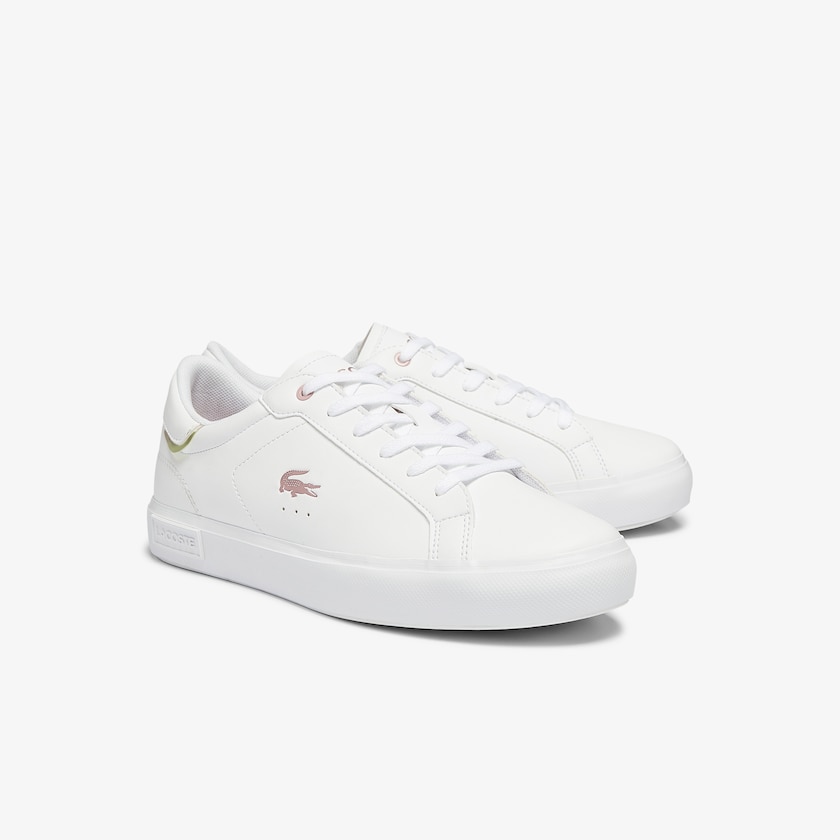 Tenis Lacoste Niños Blancos Rosas Powercourt Synthetic Metallic Accent AV3-20462H7