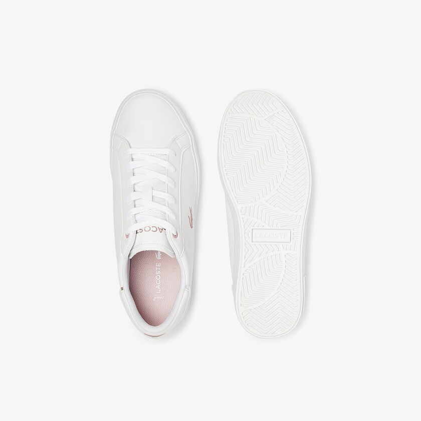 Tenis Lacoste Niños Blancos Rosas Powercourt Synthetic Metallic Accent AV3-20462H7