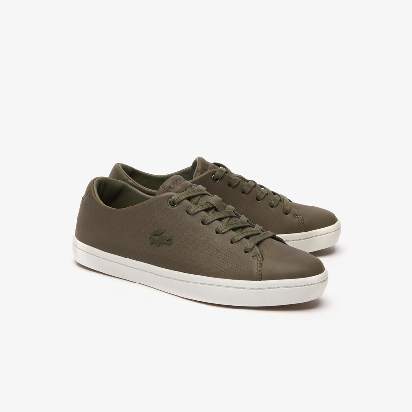 Tenis Lacoste Showcourt 2.0 Leather Mujer Kaki Oscuro Blancos | TU4-63096V7
