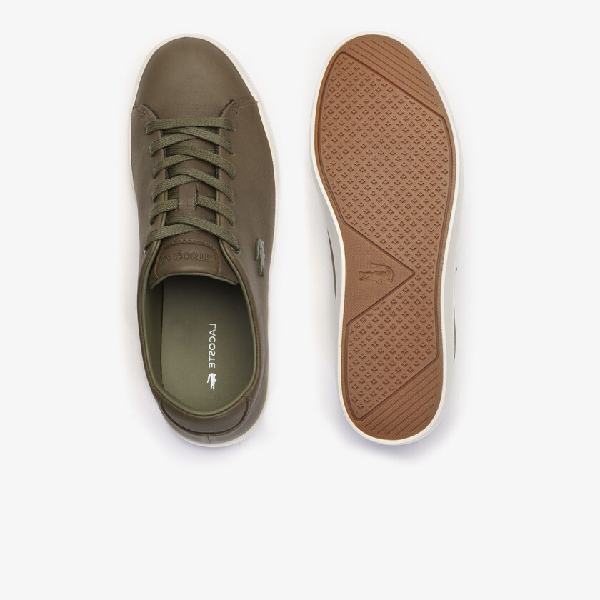 Tenis Lacoste Showcourt 2.0 Leather Mujer Kaki Oscuro Blancos | TU4-63096V7