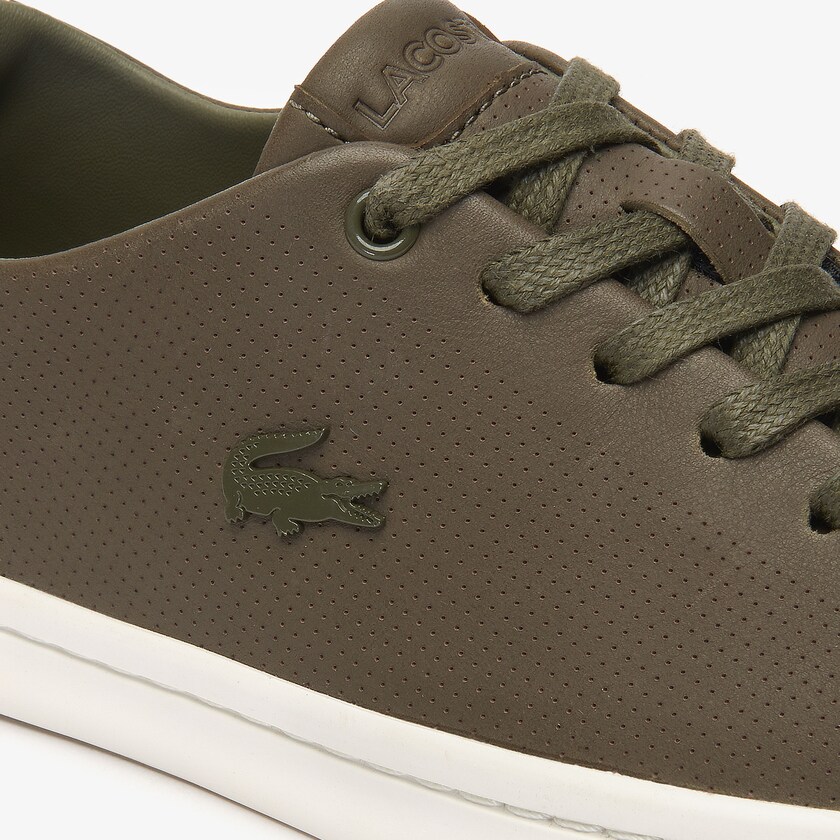 Tenis Lacoste Showcourt 2.0 Leather Mujer Kaki Oscuro Blancos | TU4-63096V7