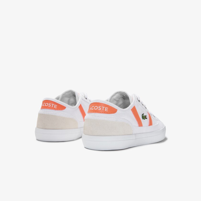 Tenis Lacoste Sideline Canvas and Suede Mujer Blancos Naranjas | IE0-00290H2