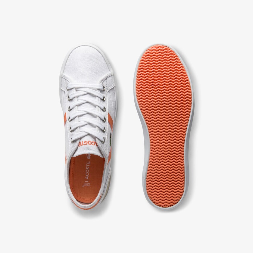 Tenis Lacoste Sideline Canvas and Suede Mujer Blancos Naranjas | IE0-00290H2