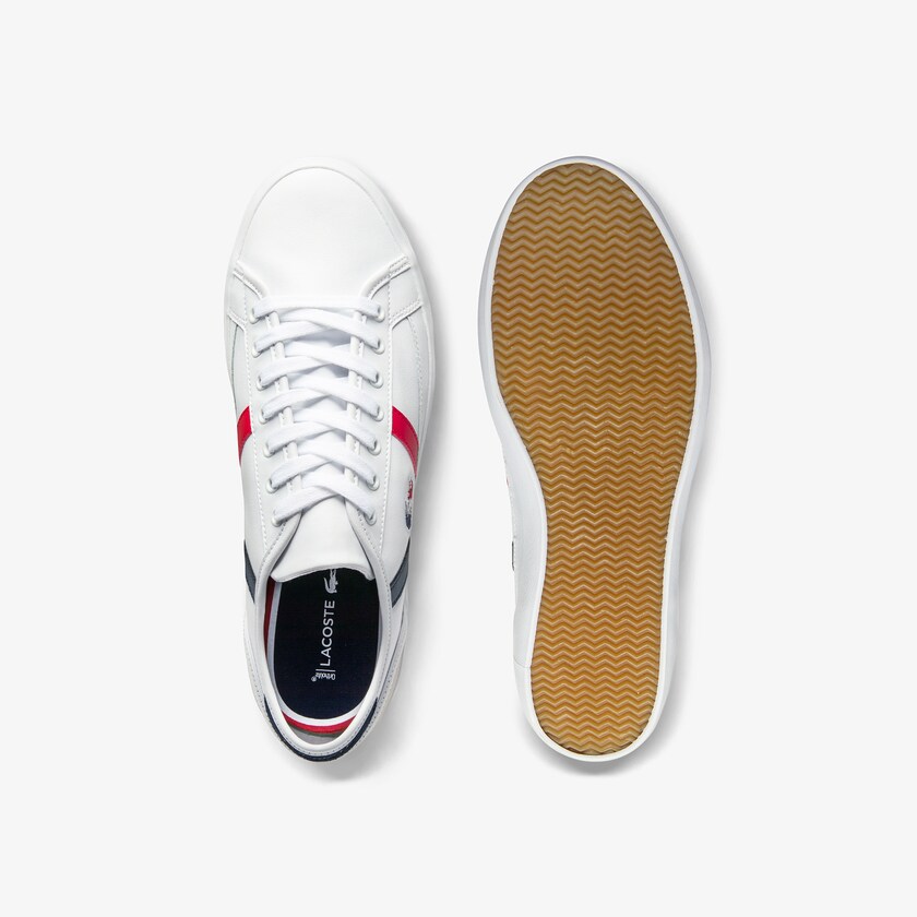 Tenis Lacoste Sideline Leather Tricolore Hombre Blancos Beige | WX9-11321I9