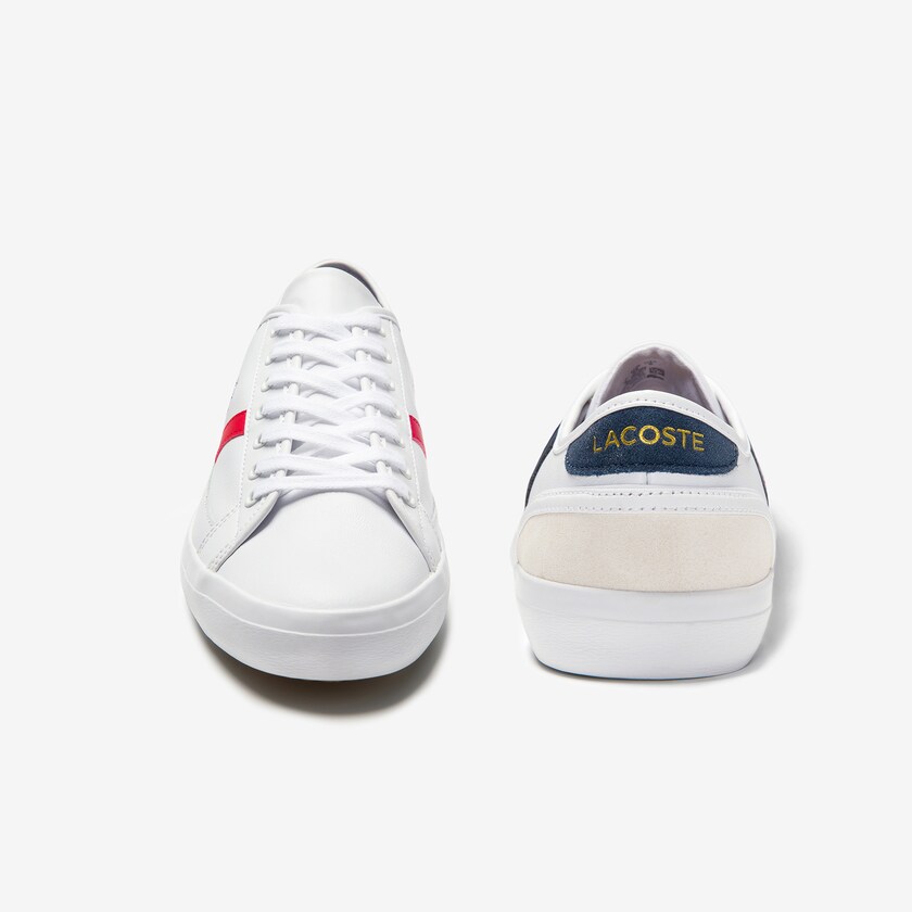 Tenis Lacoste Sideline Leather Tricolore Hombre Blancos Beige | WX9-11321I9