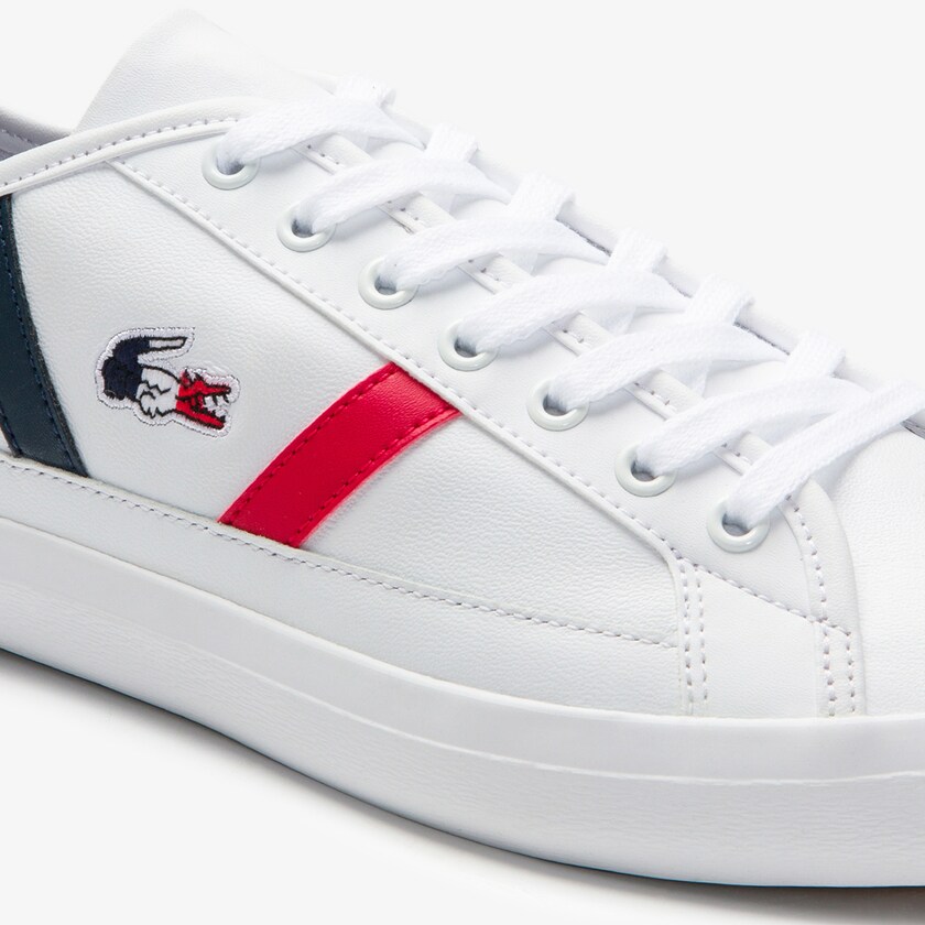 Tenis Lacoste Sideline Leather Tricolore Hombre Blancos Beige | WX9-11321I9