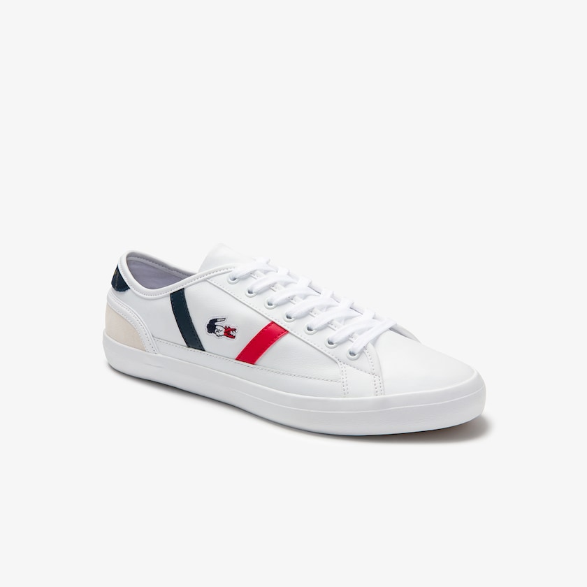 Tenis Lacoste Sideline Leather Tricolore Hombre Blancos Beige | WX9-11321I9