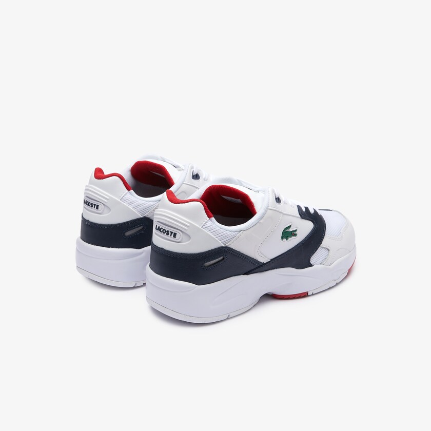 Tenis Lacoste Storm 96 LO Mesh and Leather rubber crocodile Hombre Blancos Azul Marino | NZ2-11971R6