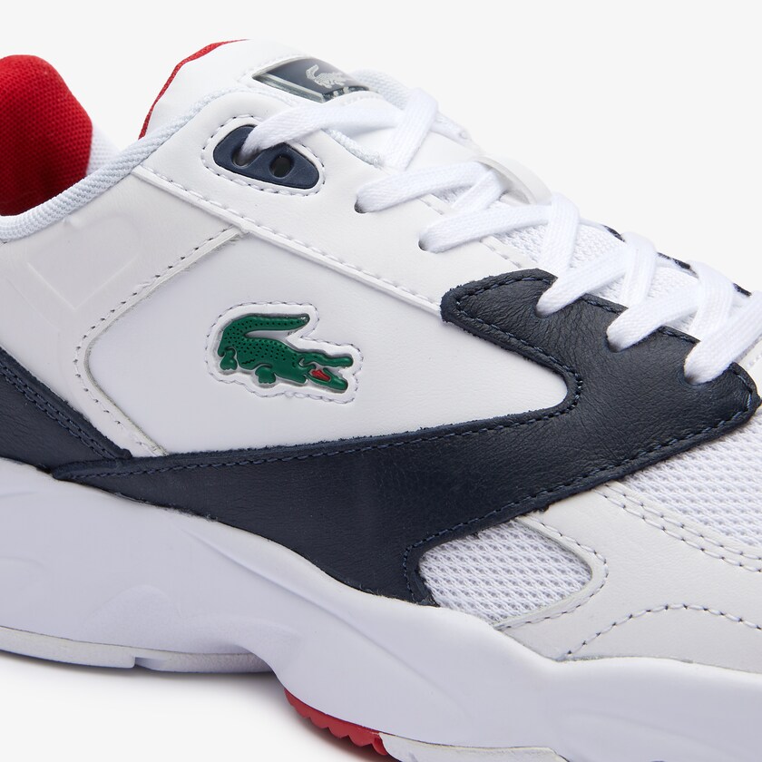 Tenis Lacoste Storm 96 LO Mesh and Leather rubber crocodile Hombre Blancos Azul Marino | NZ2-11971R6