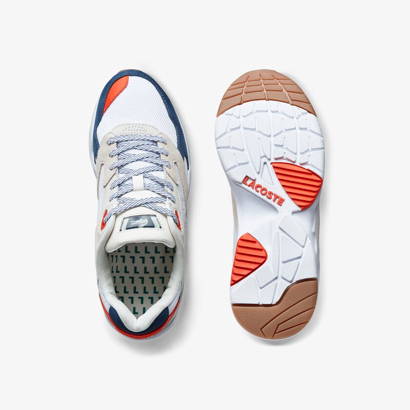 Tenis Lacoste Storm 96 LO Textile Hombre Blancos Azules Oscuro | EK1-52395P0