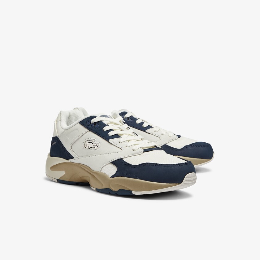Tenis Lacoste Storm 96 Lo Nubuck Leather Hombre Blancos Azul Marino | XH7-77917Z0