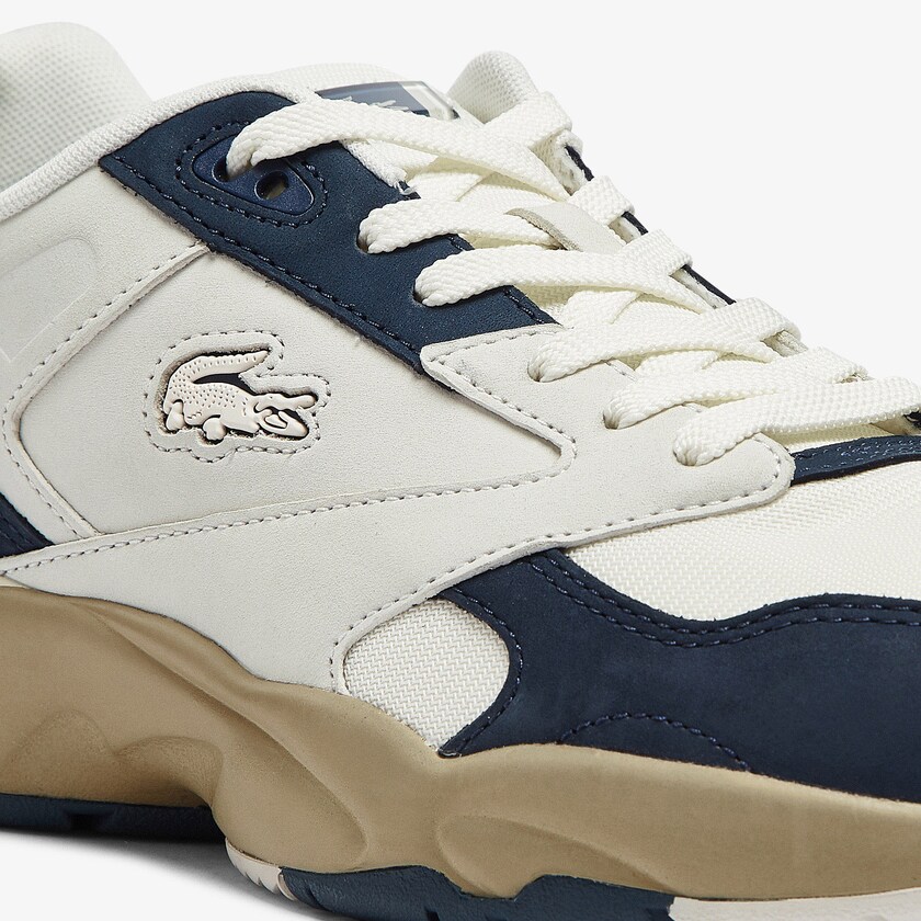 Tenis Lacoste Storm 96 Lo Nubuck Leather Hombre Blancos Azul Marino | XH7-77917Z0