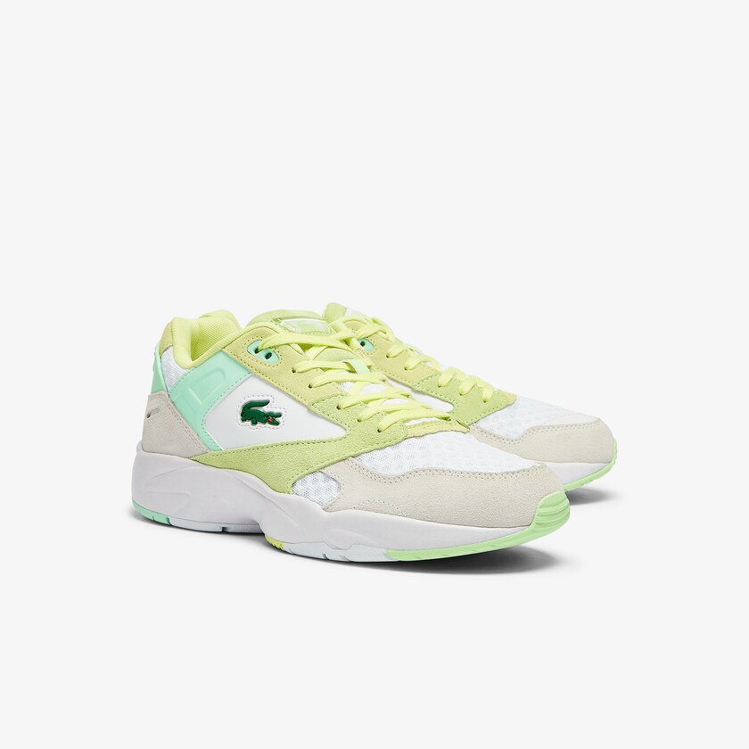 Tenis Lacoste Storm 96 Lo Suede and Mesh Hombre Blancos Amarillos Claro | OF1-14181E2