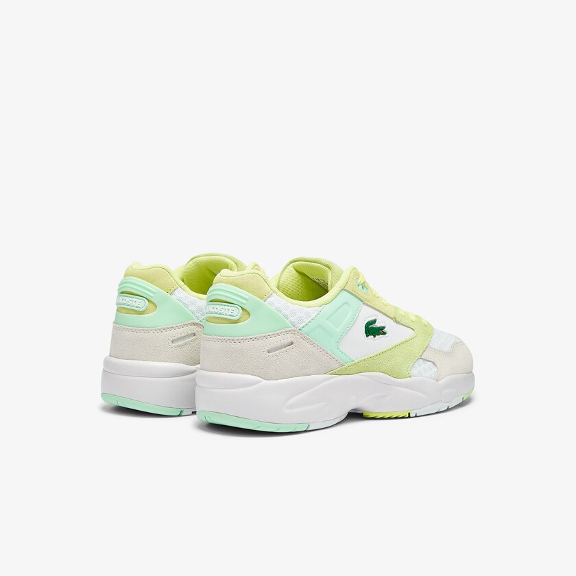 Tenis Lacoste Storm 96 Lo Suede and Mesh Hombre Blancos Amarillos Claro | OF1-14181E2