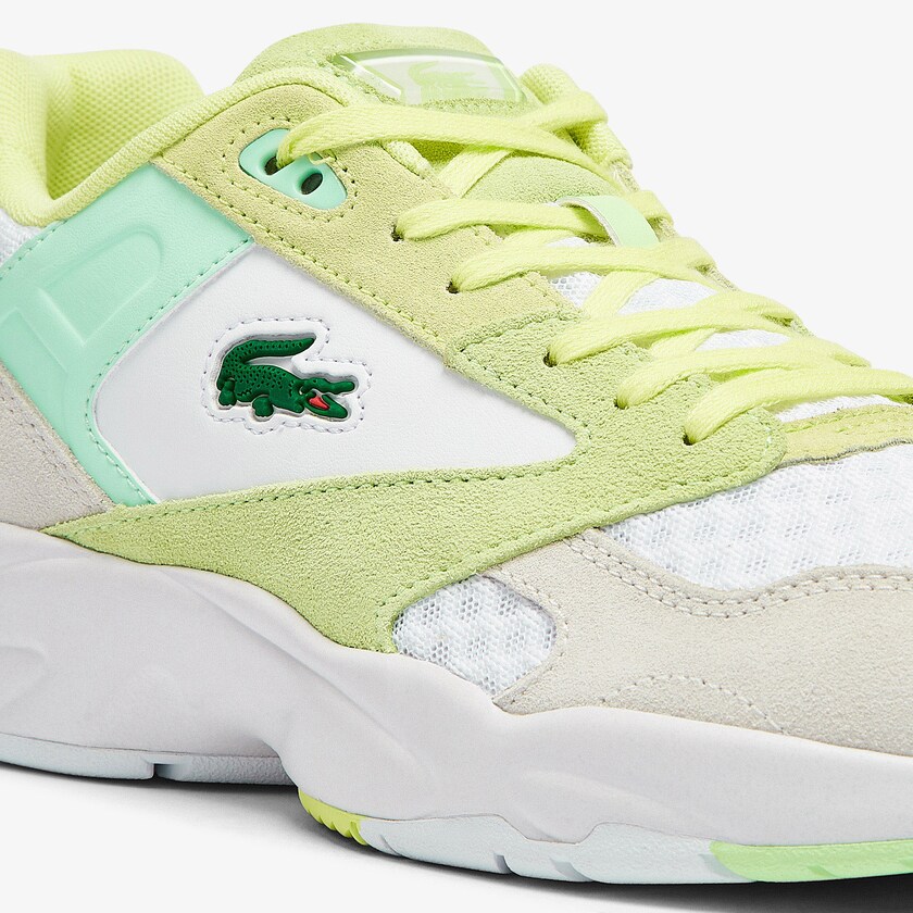 Tenis Lacoste Storm 96 Lo Suede and Mesh Hombre Blancos Amarillos Claro | OF1-14181E2
