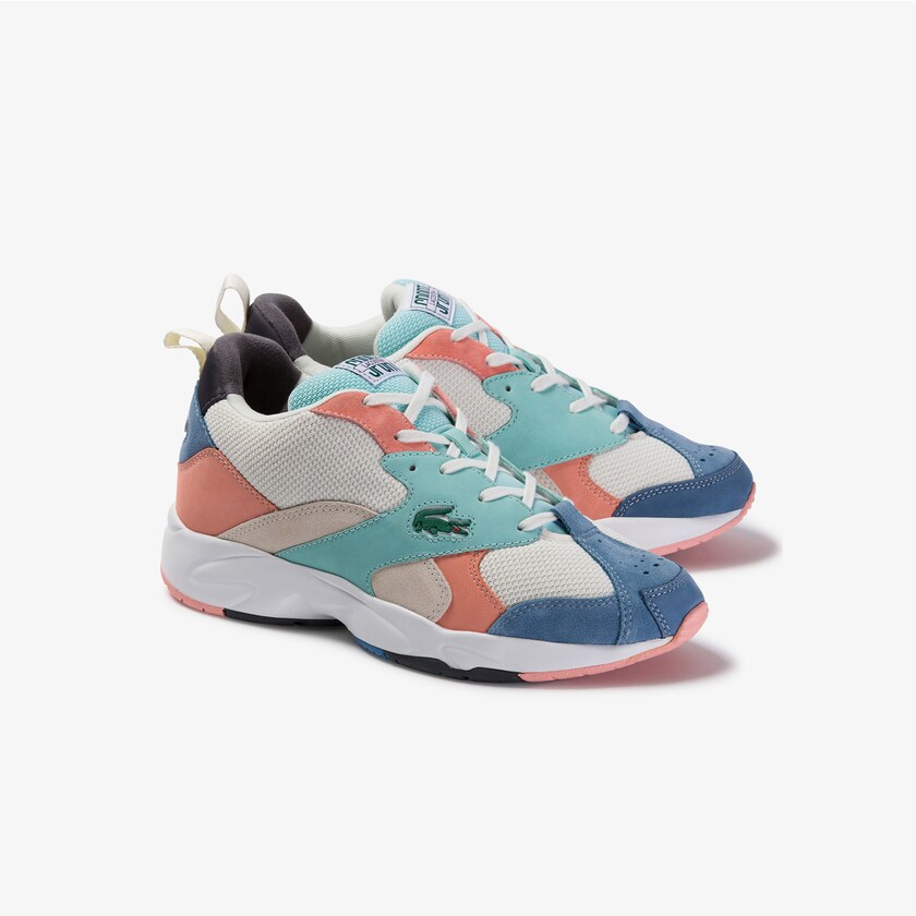 Tenis Lacoste Storm 96 Mesh and Suede Hombre Blancos Azules | LU4-93189I4