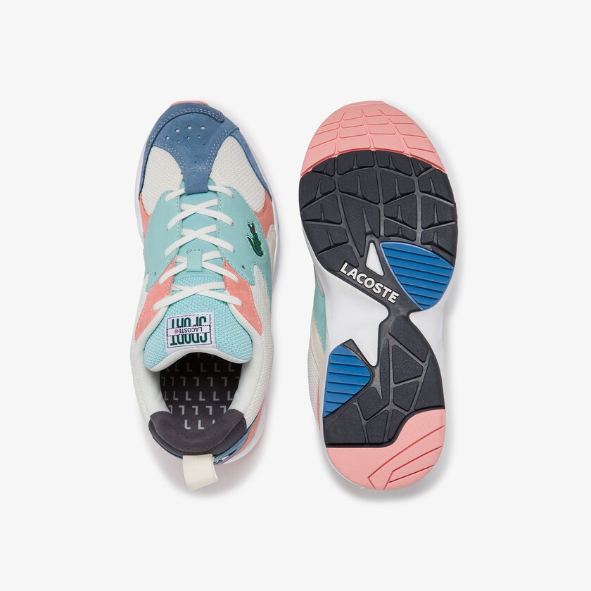 Tenis Lacoste Storm 96 Mesh and Suede Hombre Blancos Azules | LU4-93189I4