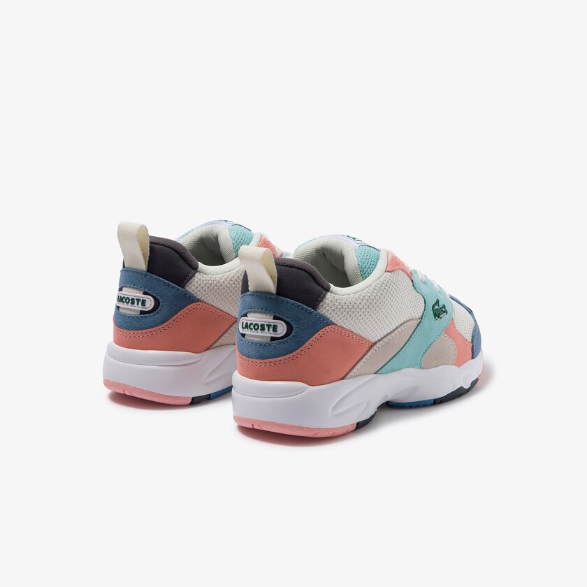Tenis Lacoste Storm 96 Textile and Suede Mujer Blancos Azules | WG4-11191C9