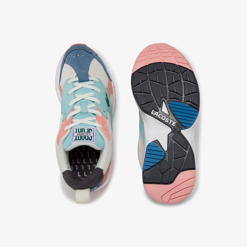 Tenis Lacoste Storm 96 Textile and Suede Mujer Blancos Azules | WG4-11191C9