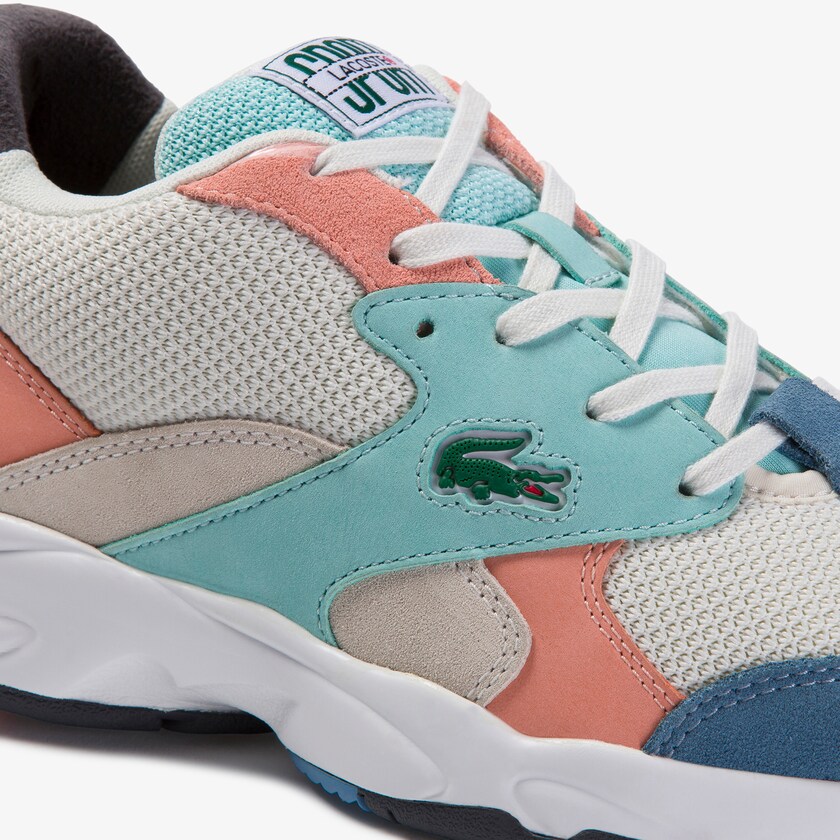 Tenis Lacoste Storm 96 Textile and Suede Mujer Blancos Azules | WG4-11191C9
