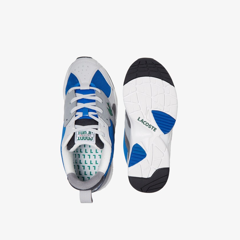 Tenis Lacoste Storm 96 Textile and Suede Hombre Grises Azules | UI1-28062D2