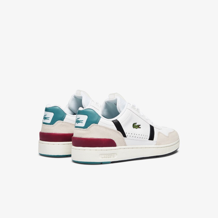Tenis Lacoste T-Clip Leather Colour-Pop Hombre Blancos Beige | PM3-64866B8