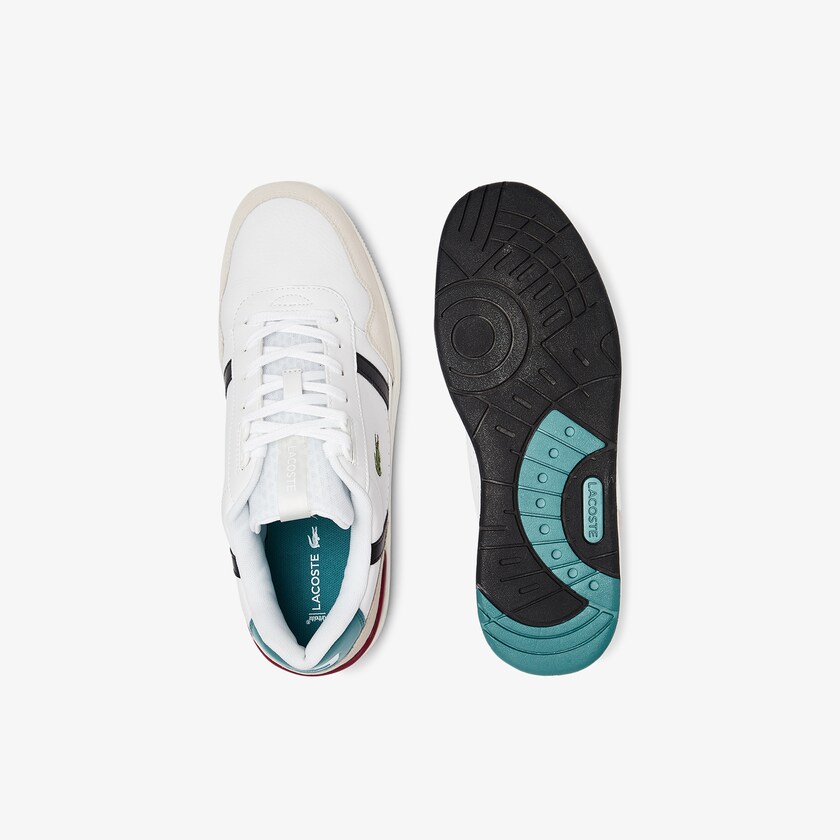Tenis Lacoste T-Clip Leather Colour-Pop Hombre Blancos Beige | PM3-64866B8