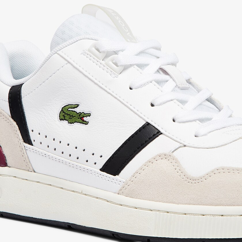 Tenis Lacoste T-Clip Leather Colour-Pop Hombre Blancos Beige | PM3-64866B8
