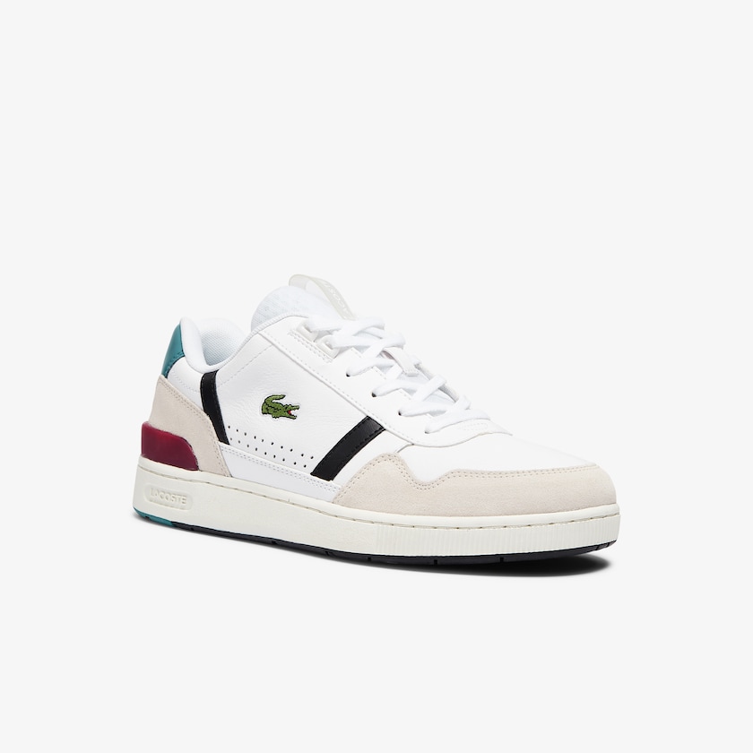 Tenis Lacoste T-Clip Leather Colour-Pop Hombre Blancos Beige | PM3-64866B8