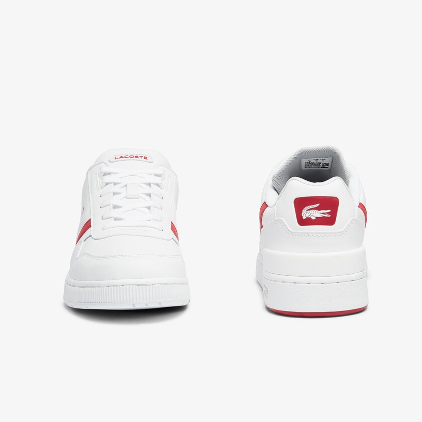Tenis Lacoste T-Clip Leather Hombre Blancos Rojos | WW6-98319S2