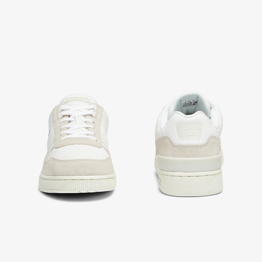 Tenis Lacoste T-Clip Leather and Suede Hombre Blancos Grises | BB4-96429D5
