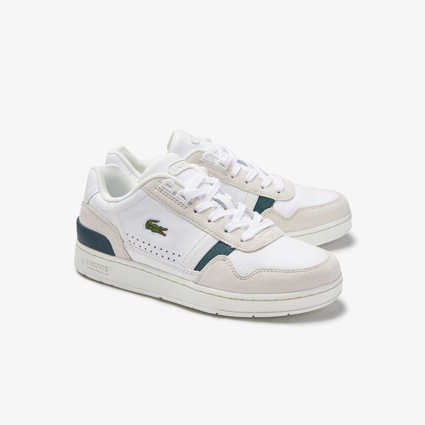 Tenis Lacoste T-Clip Leather and Suede Mujer Blancos | WN9-45364N0
