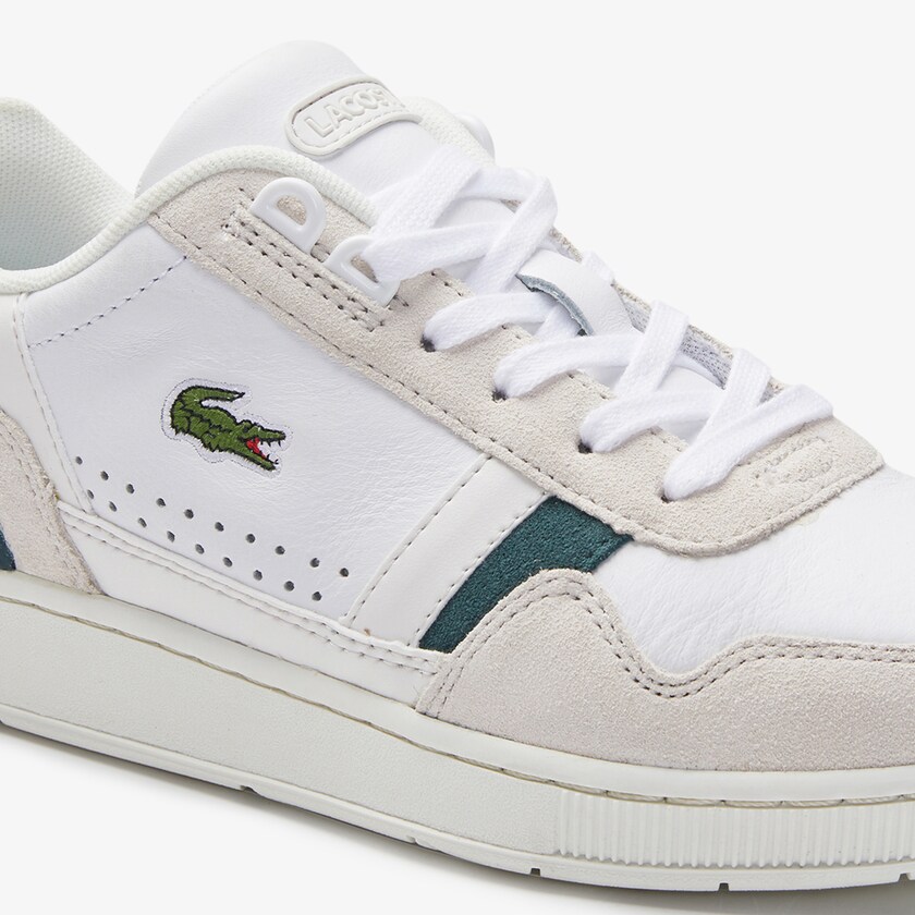 Tenis Lacoste T-Clip Leather and Suede Mujer Blancos | WN9-45364N0