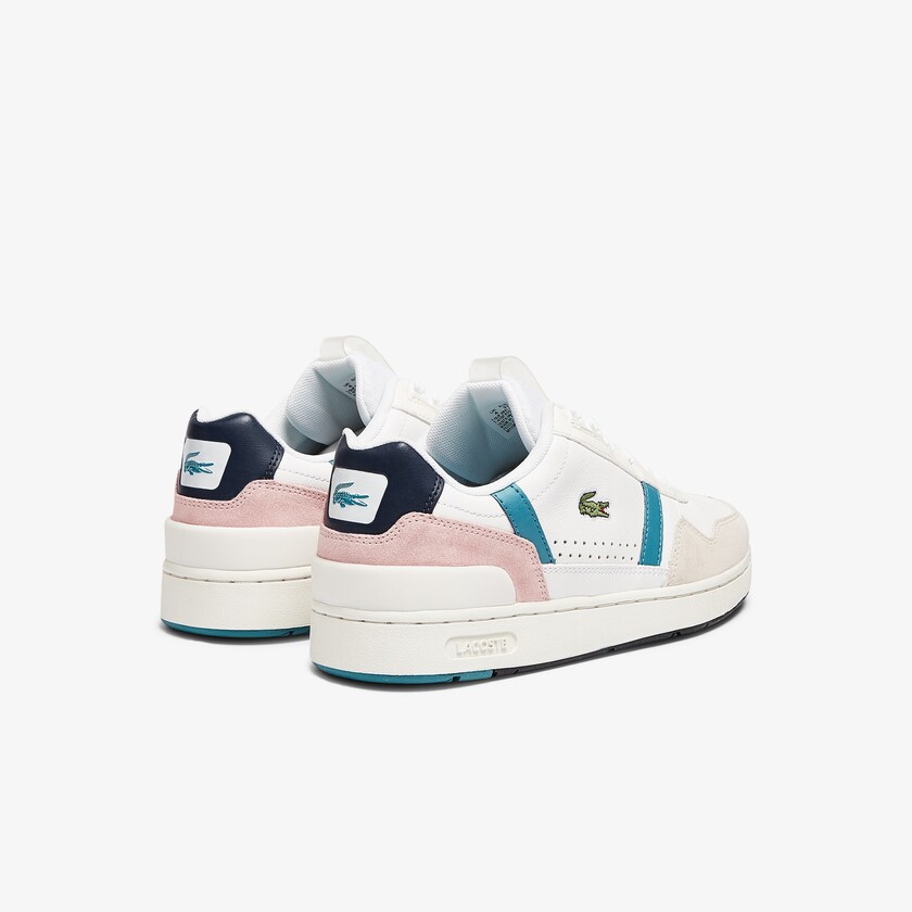Tenis Lacoste T-Clip Leather and Synthetic Mujer Blancos Turquesa Oscuro | XM9-65556Z5