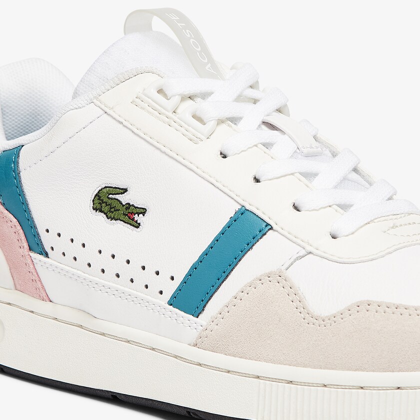 Tenis Lacoste T-Clip Leather and Synthetic Mujer Blancos Turquesa Oscuro | XM9-65556Z5