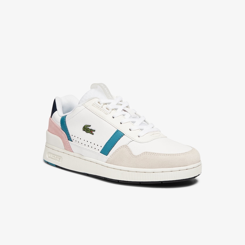 Tenis Lacoste T-Clip Leather and Synthetic Mujer Blancos Turquesa Oscuro | XM9-65556Z5
