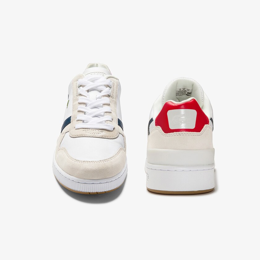 Tenis Lacoste T-Clip Tricolour Leather and Suede Hombre Blancos Beige | UP7-53055V5